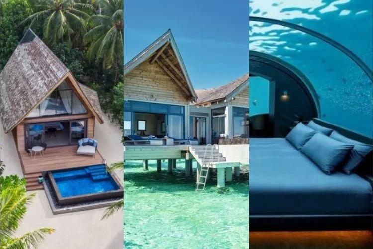 Private pool villa above Maldives lagoon at a luxury resort