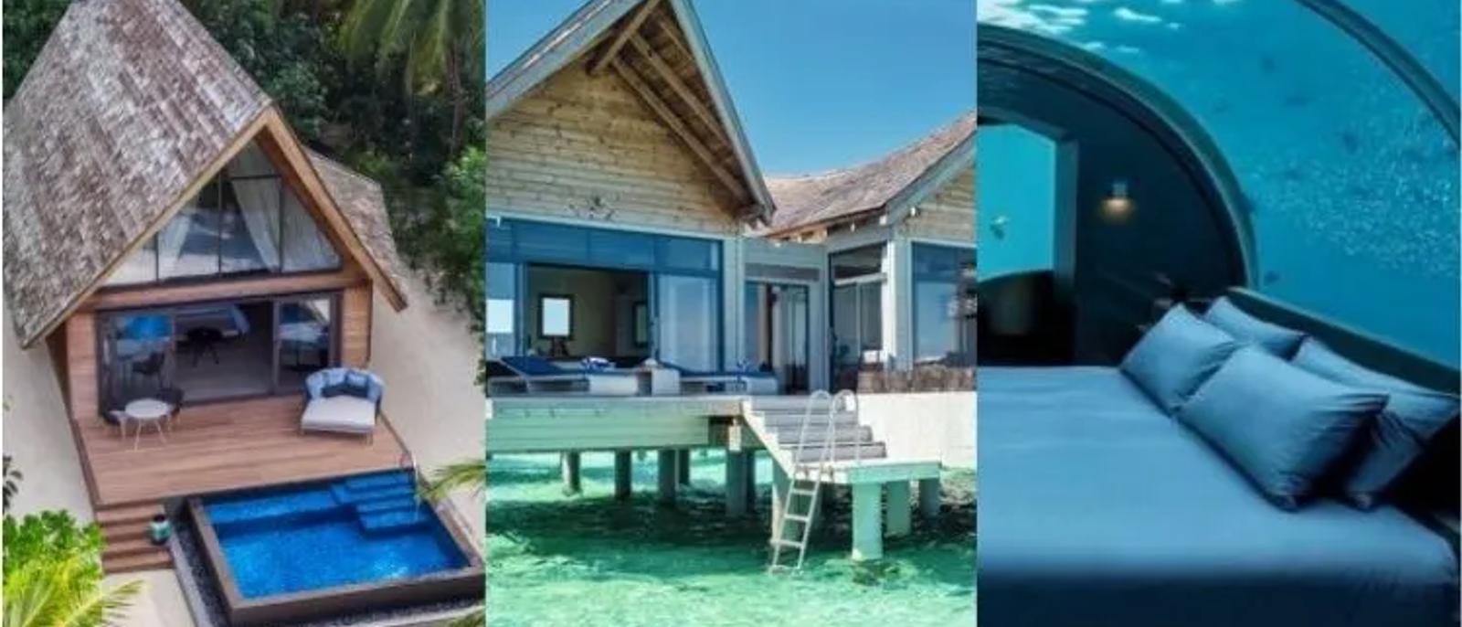Private pool villa above Maldives lagoon at a luxury resort