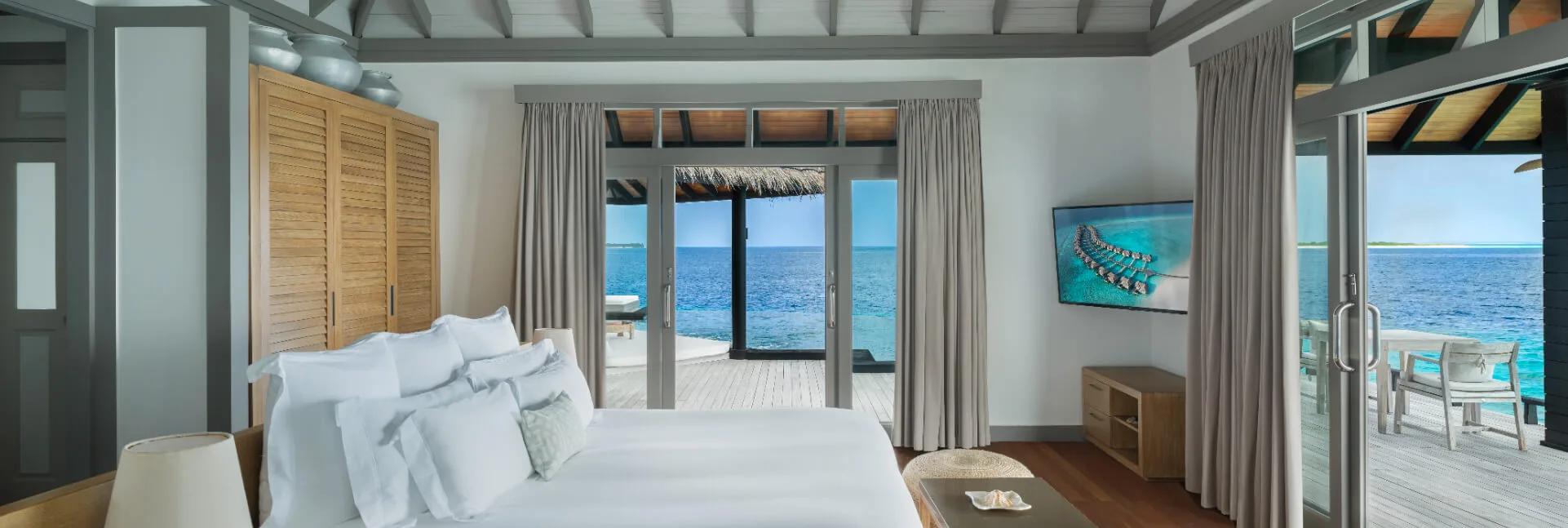 The Two Bedroom Ocean Residence with Family Infinity Pool at JA Manafaru, overwater with its own family pool