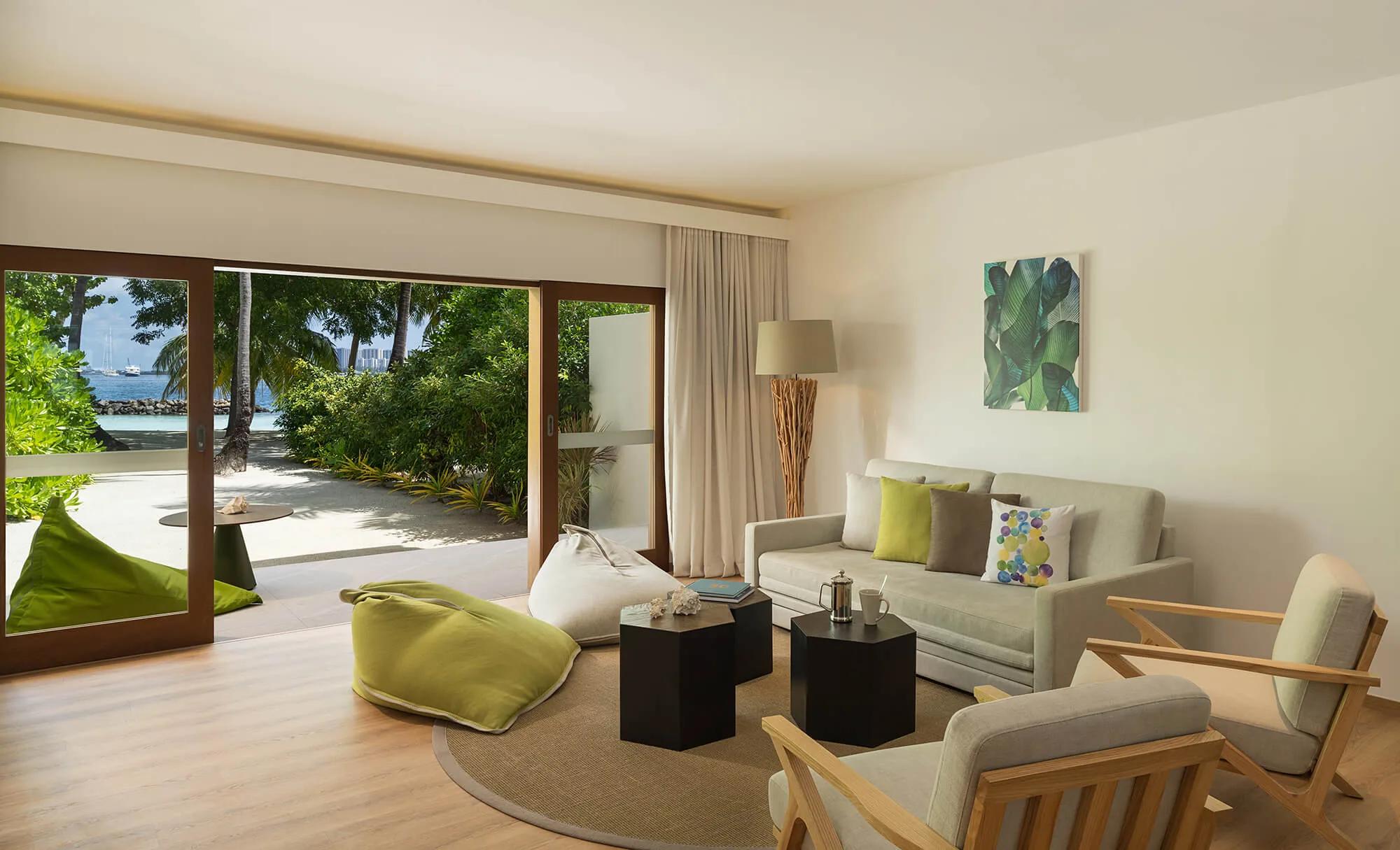 A two-level Family Villa at Niva Kurumba with its sea-facing deck