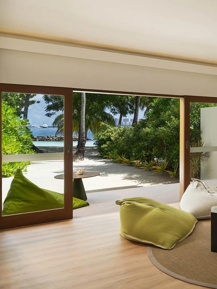 A two-level Family Villa at Niva Kurumba with its sea-facing deck