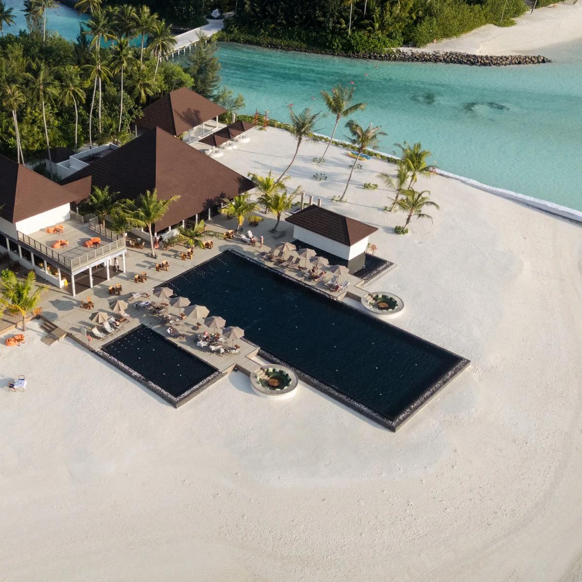 Crust & Flame's dining terrace overlooking the lagoon, Dream Island