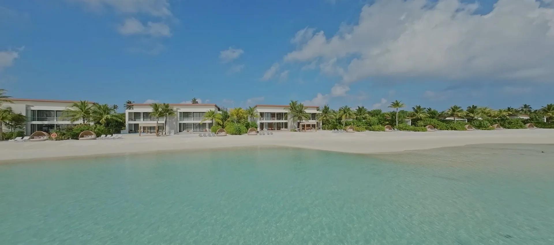 The exterior and private pool of a Three Bedroom Beach Residence at Kuda Villingili