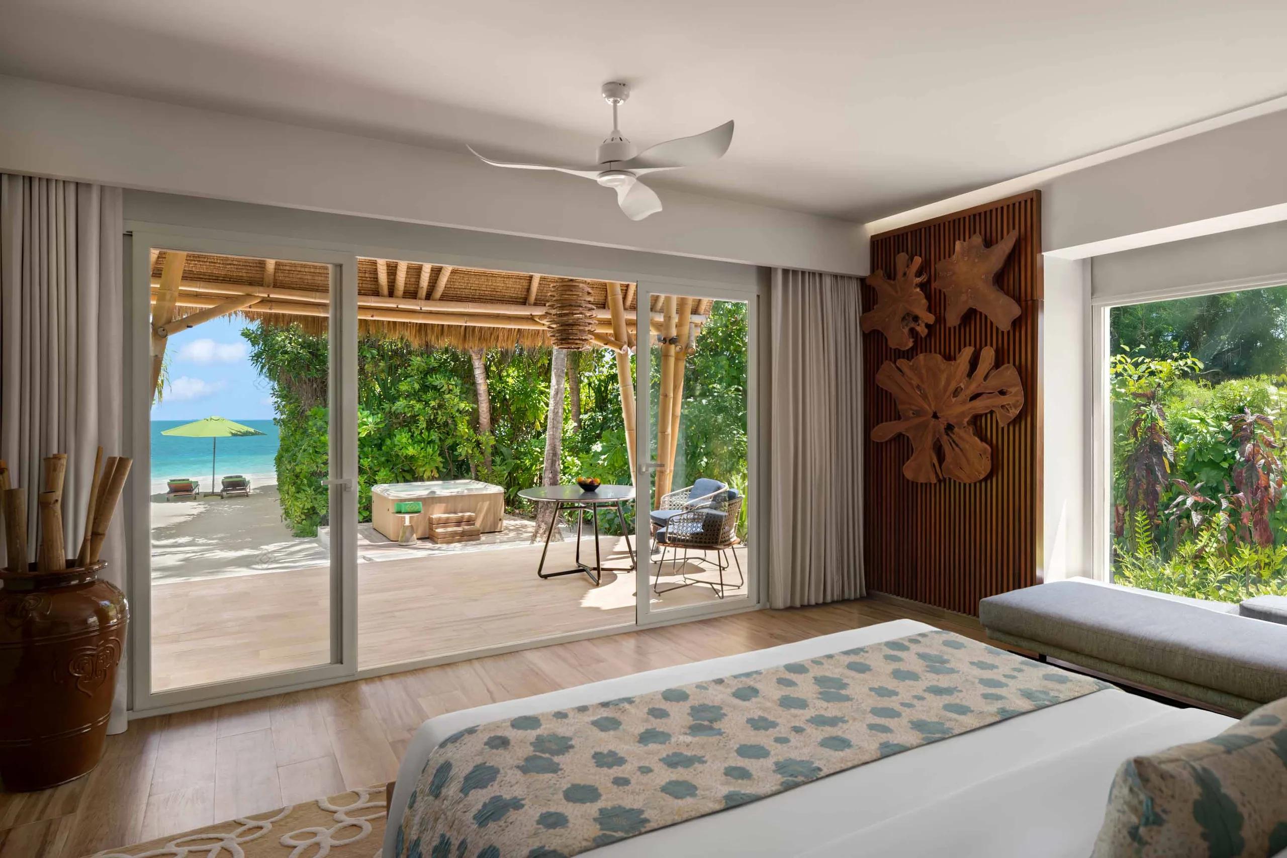 A Jacuzzi Beach Villa's terrace and private 2x2 m jacuzzi