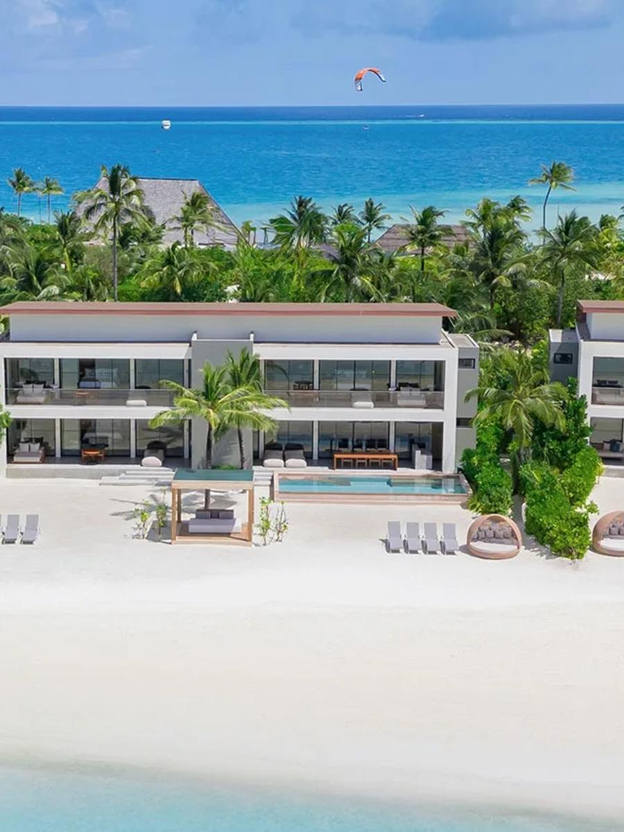 The Three Bedroom Beach Retreat's exterior and private pool, the resort's largest three-bedroom category