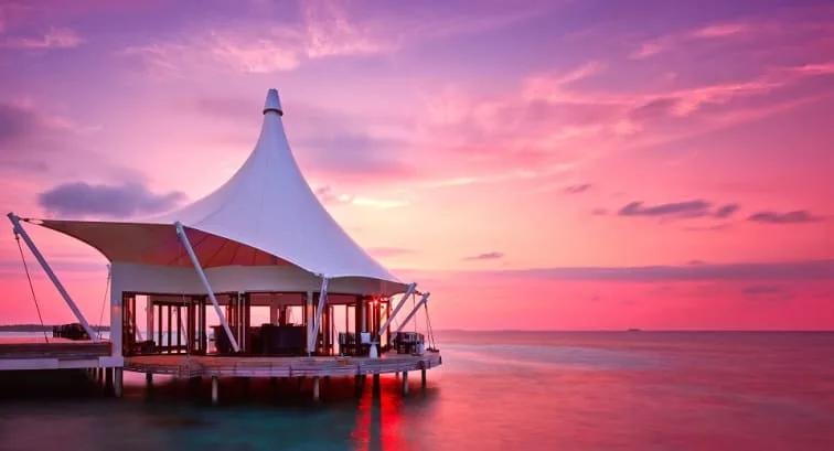 Edge, Niyama's overwater fine-dining restaurant reached by boat