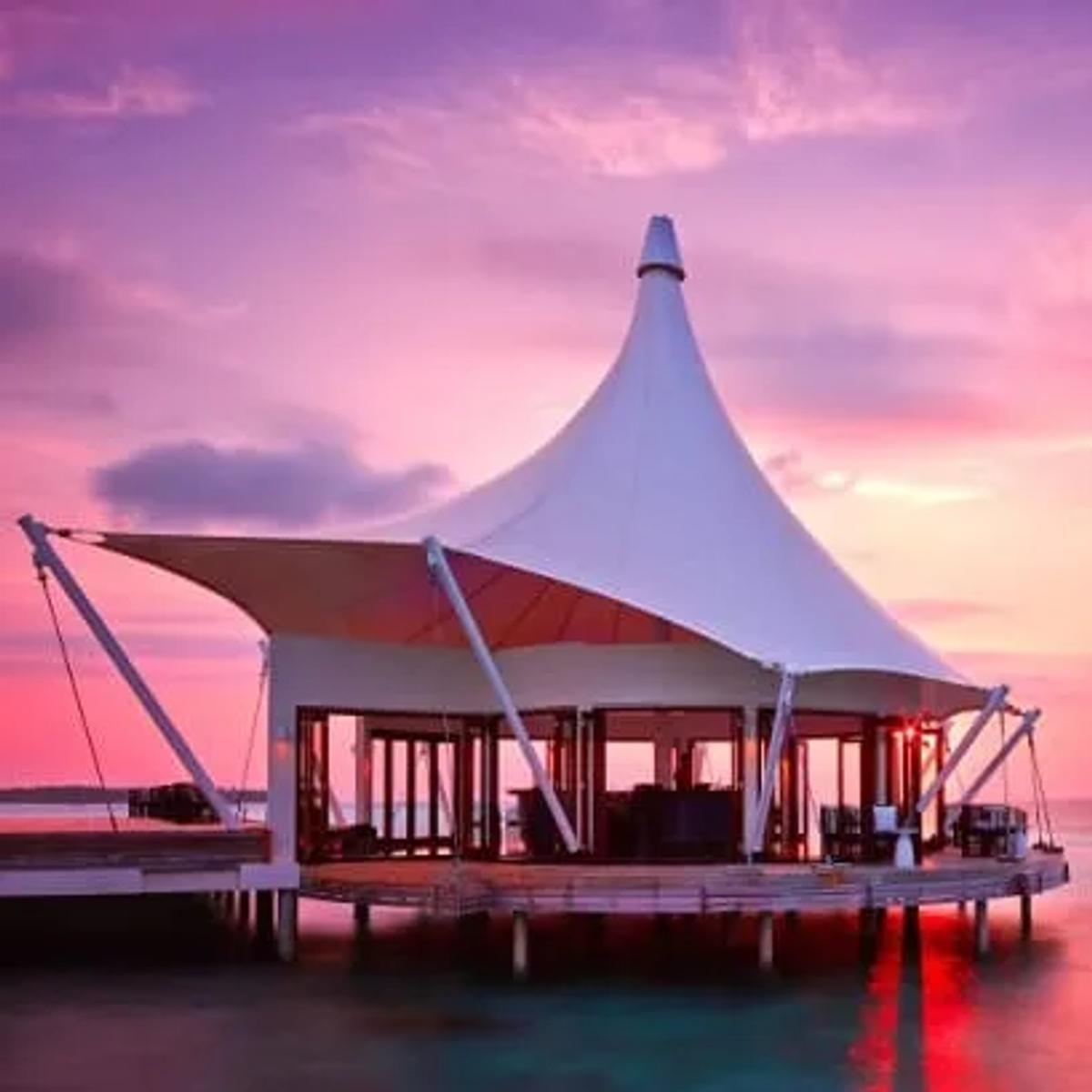 Edge, Niyama's overwater fine-dining restaurant reached by boat