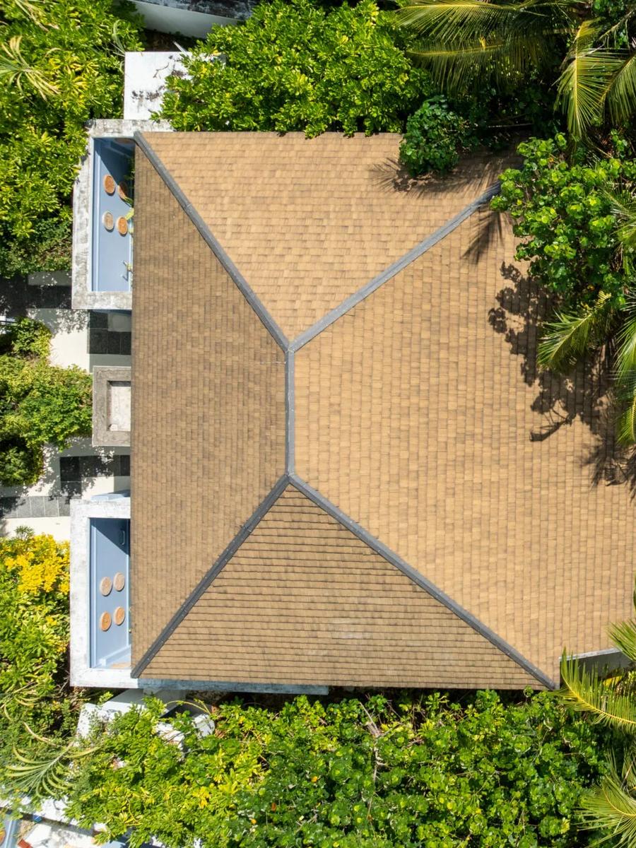 Aerial view of the 2 Bedroom Family Beach Villa with Pool at SAii Lagoon Maldives