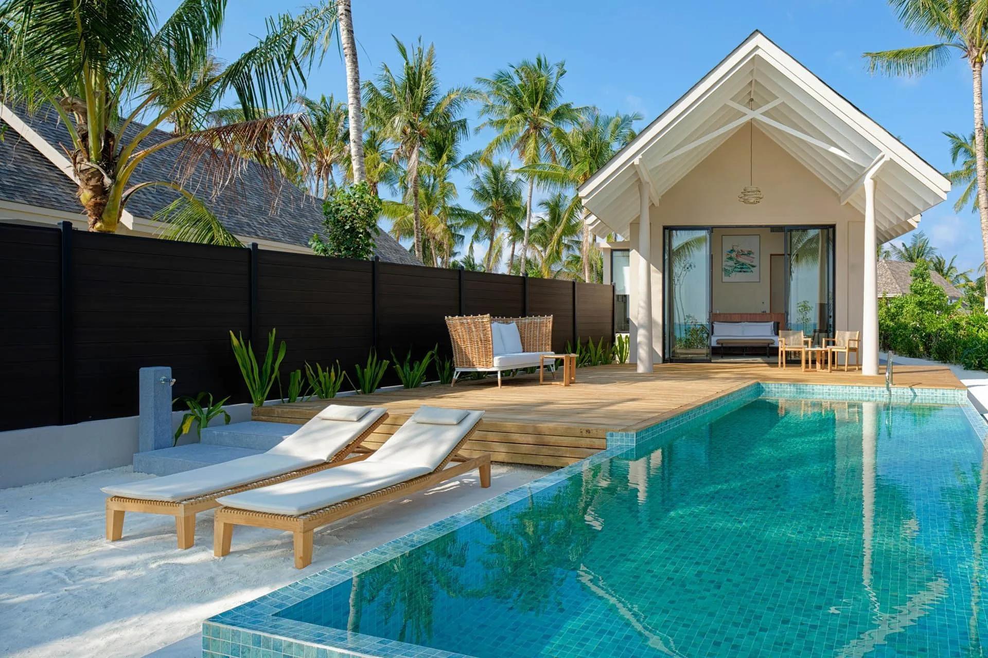 A Beach Pool Villa's private pool and sundeck, steps from the sand