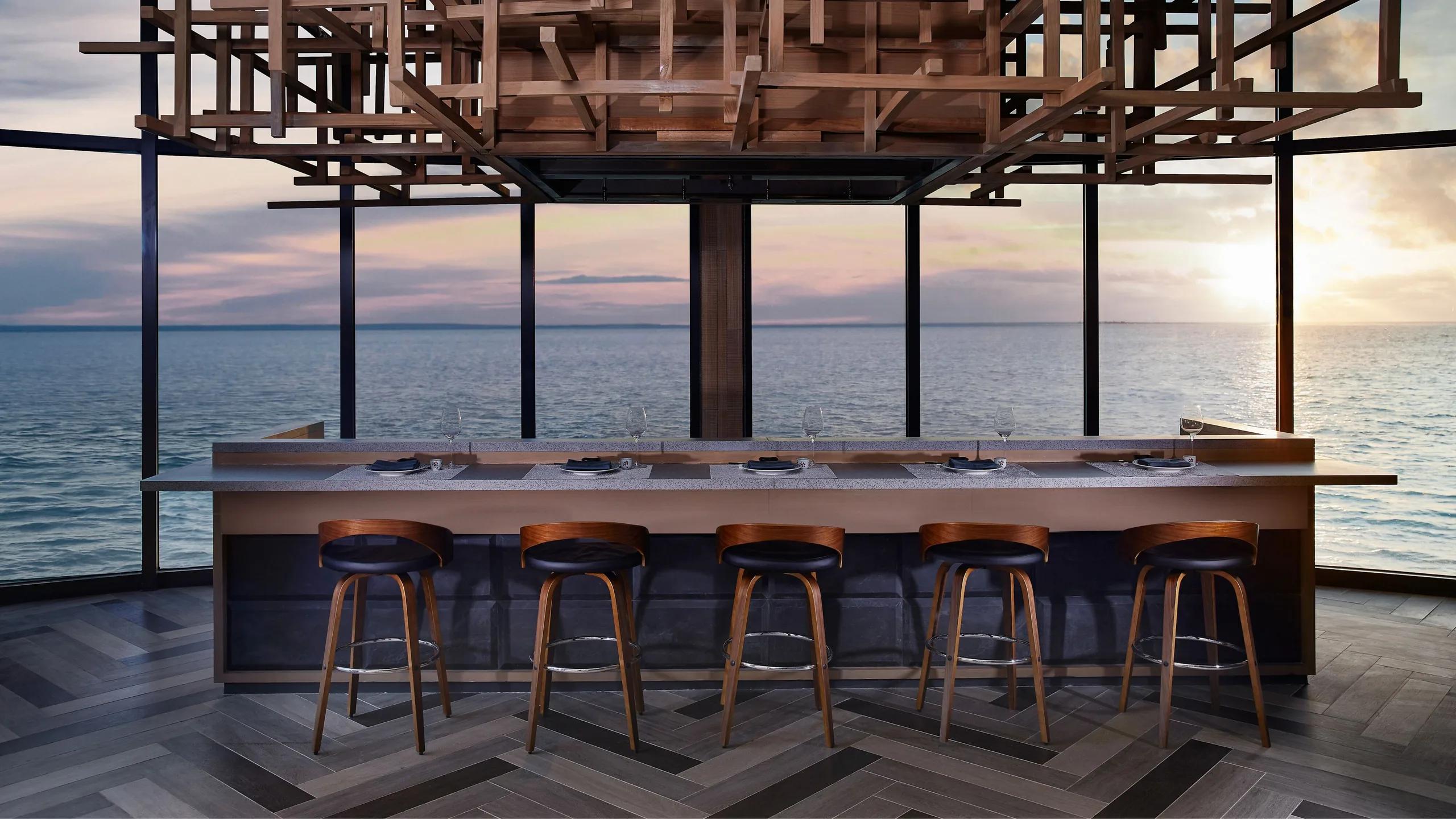 The teppanyaki counter at Tabemasu, Le Méridien Maldives' Japanese specialty restaurant