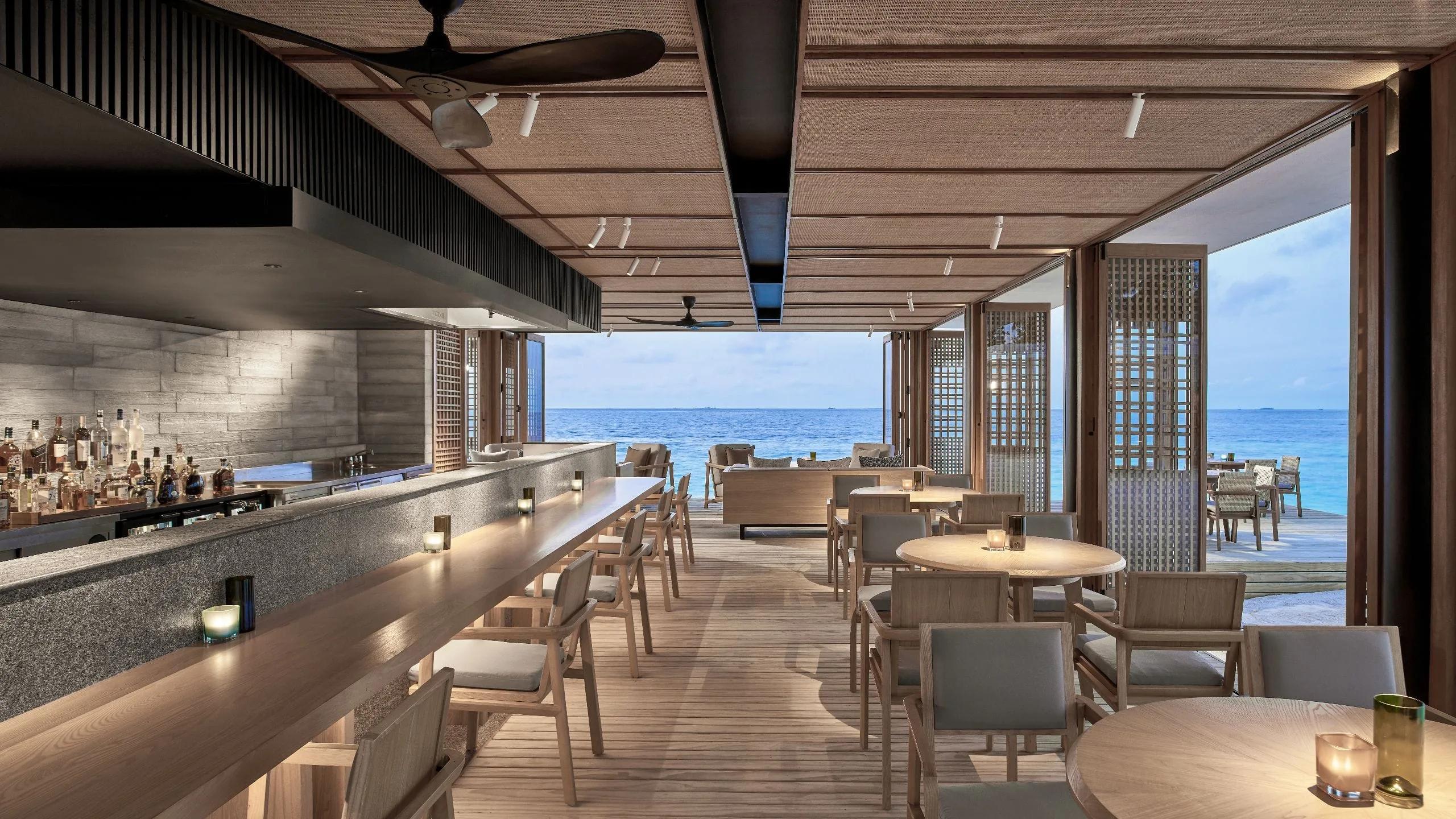 The interior of Yakitori Bar, robata grill counter in view