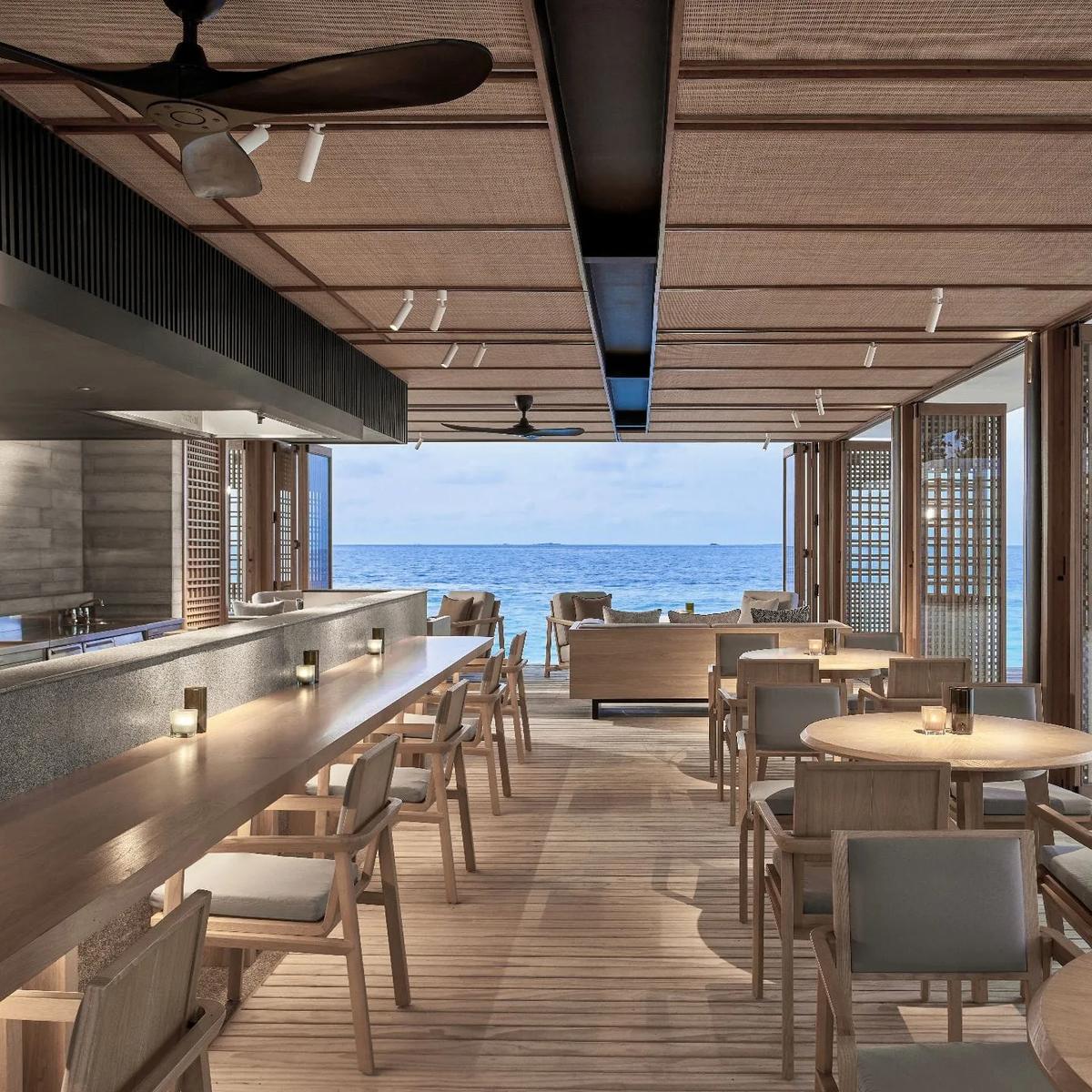 The interior of Yakitori Bar, robata grill counter in view
