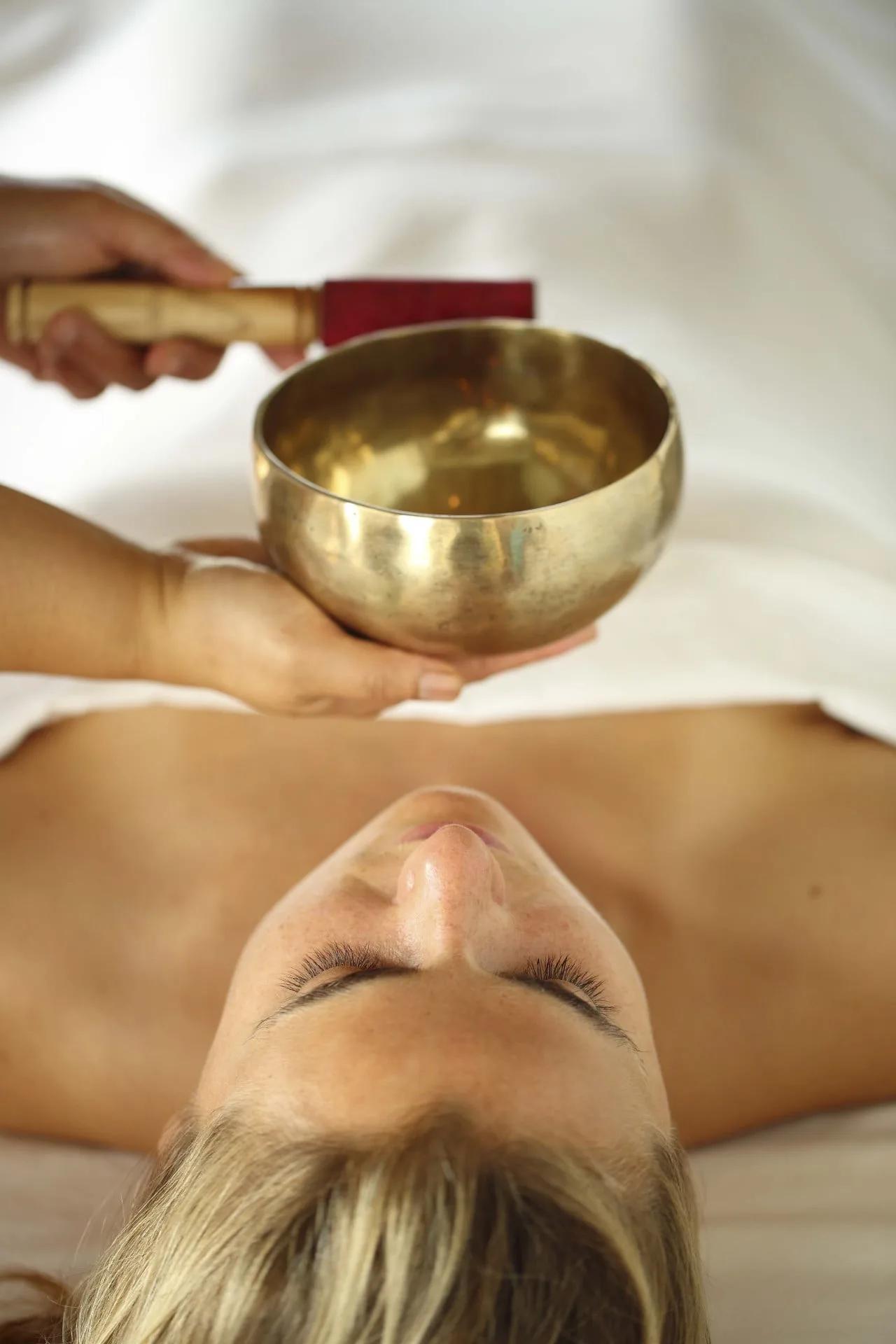 A singing-bowl sound session at Meera Spa, Gili Lankanfushi