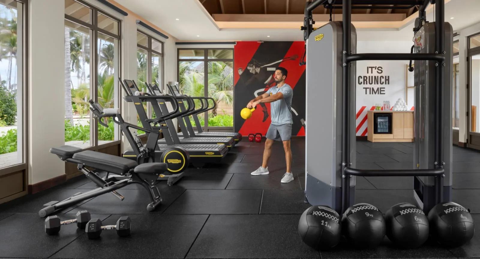 The interior of the AvaniFit gym at Avani+ Fares Maldives Resort
