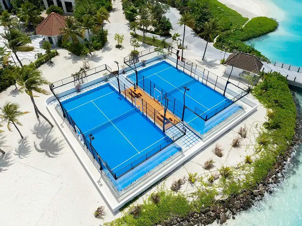 Padel tennis court at SAii Lagoon Maldives, by the ocean
