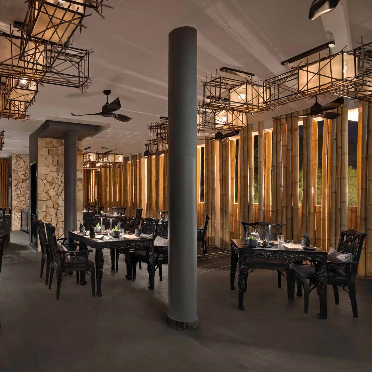 Le Asiatique Restaurant's teppanyaki grill, set for an evening service