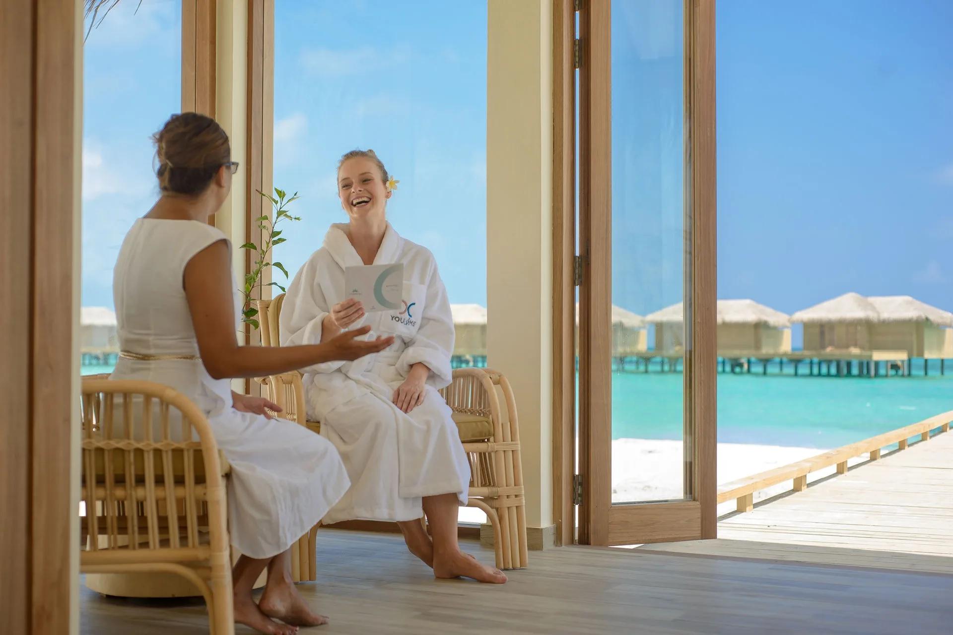 A treatment room at the Elizabeth Arden Spa, You & Me Maldives