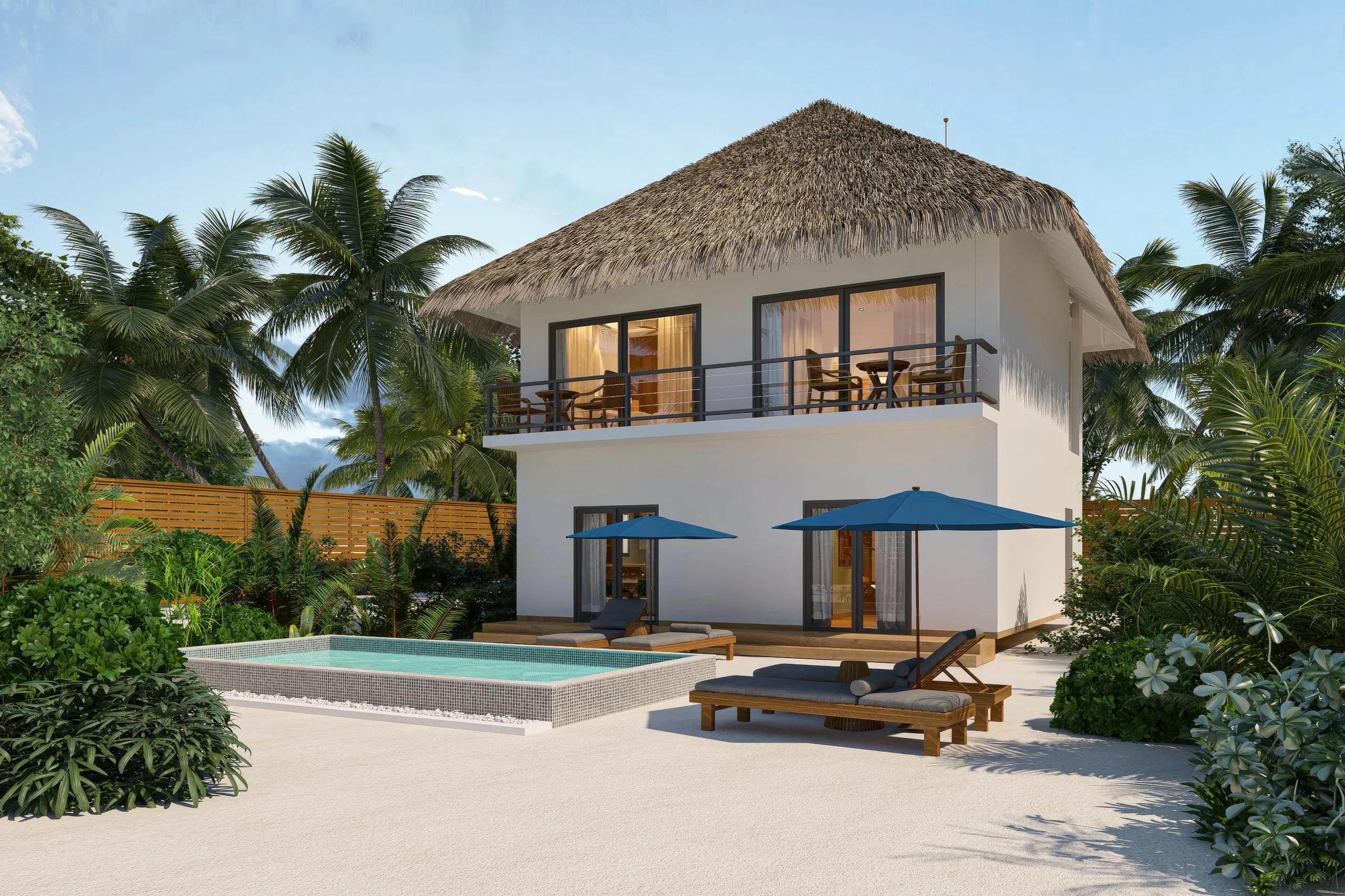 The Two Bedroom Garden Residence with Private Pool at dusitD2 Feydhoo Maldives