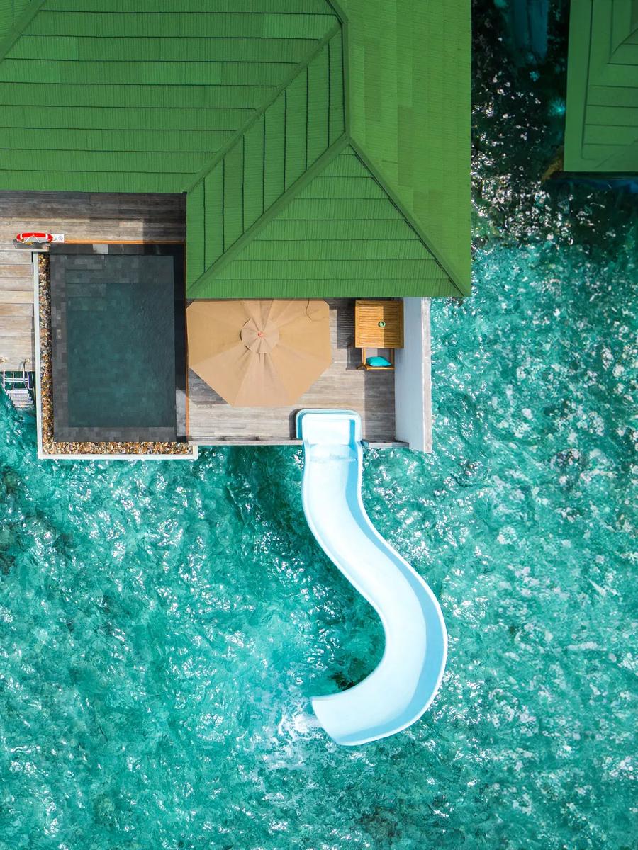 Lagoon Villa with Pool and Slide's pool, seen from above at Siyam World