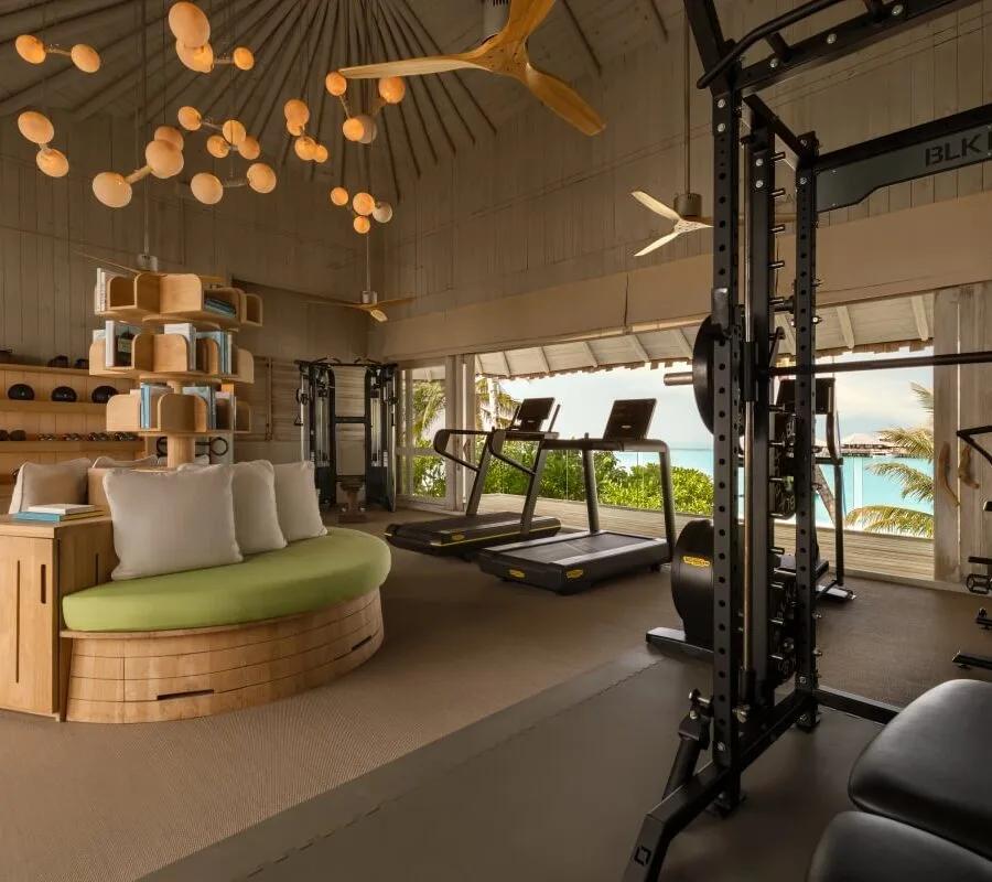 The fitness room at Soneva Secret, part of the resort's wellness facilities