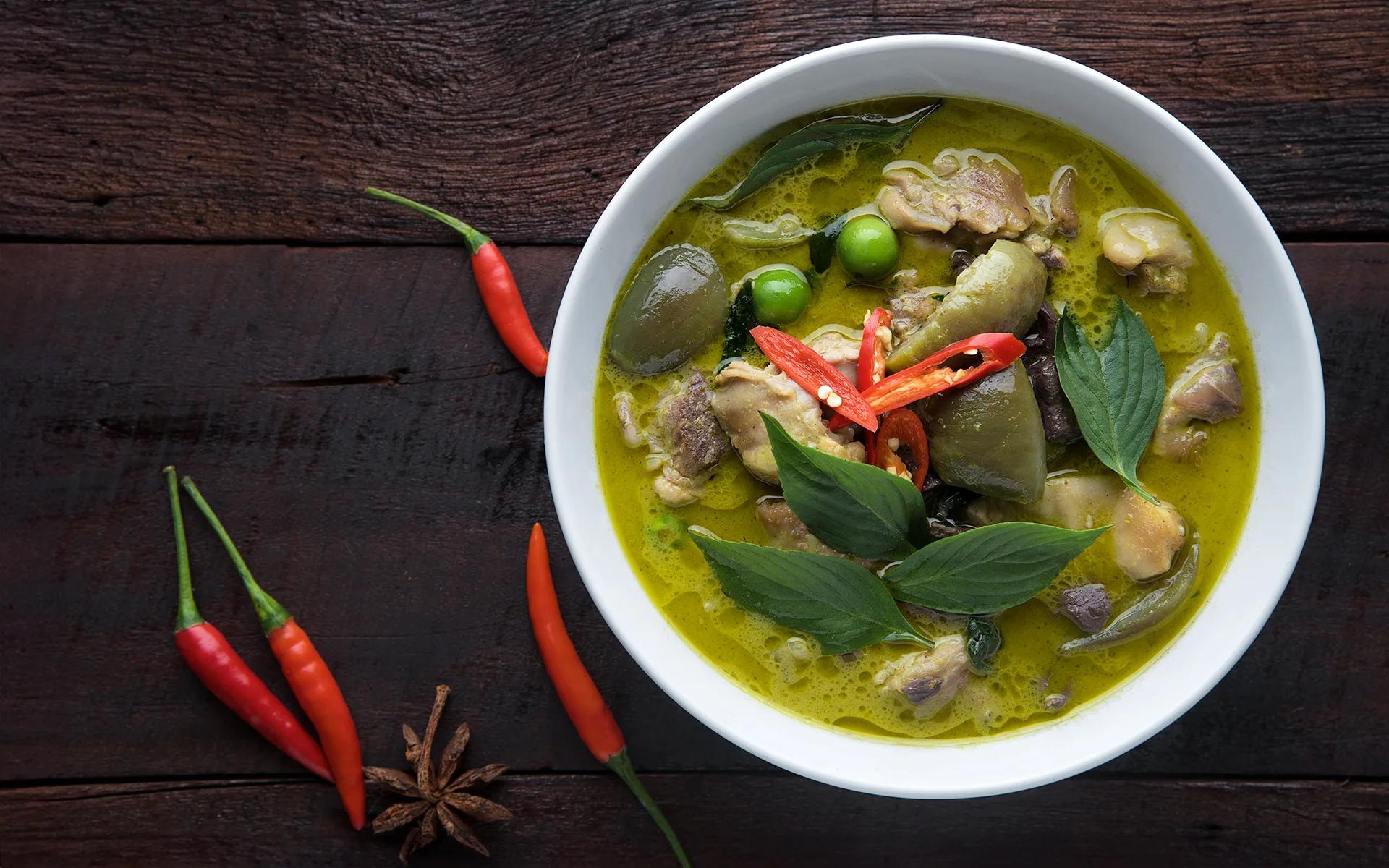 Shared Thai dishes served at Baan Huraa, Anantara Dhigu's overwater Thai restaurant