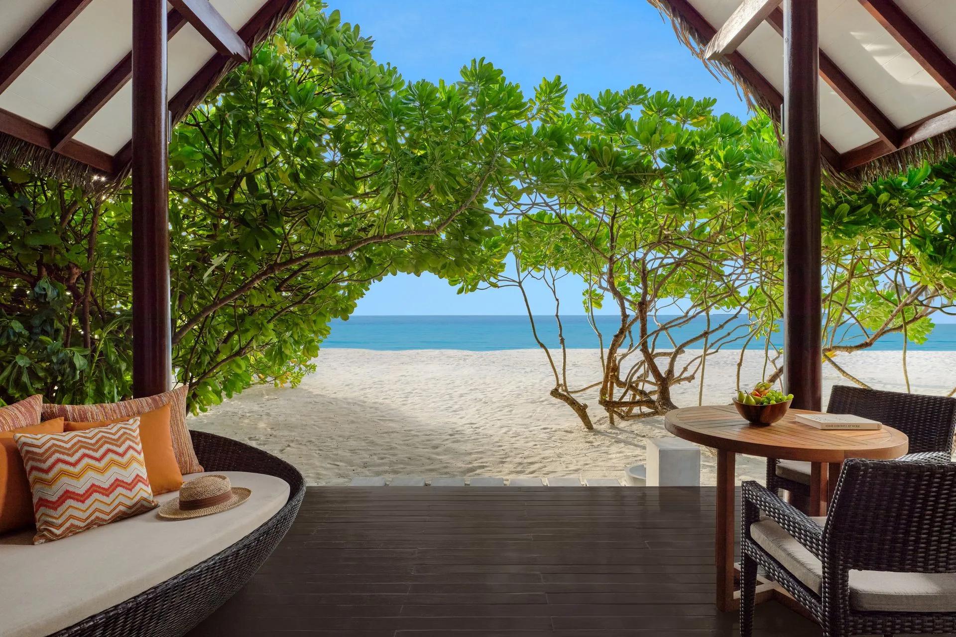 A Beach Villa at Heritance Aarah with its private sun deck facing the beach