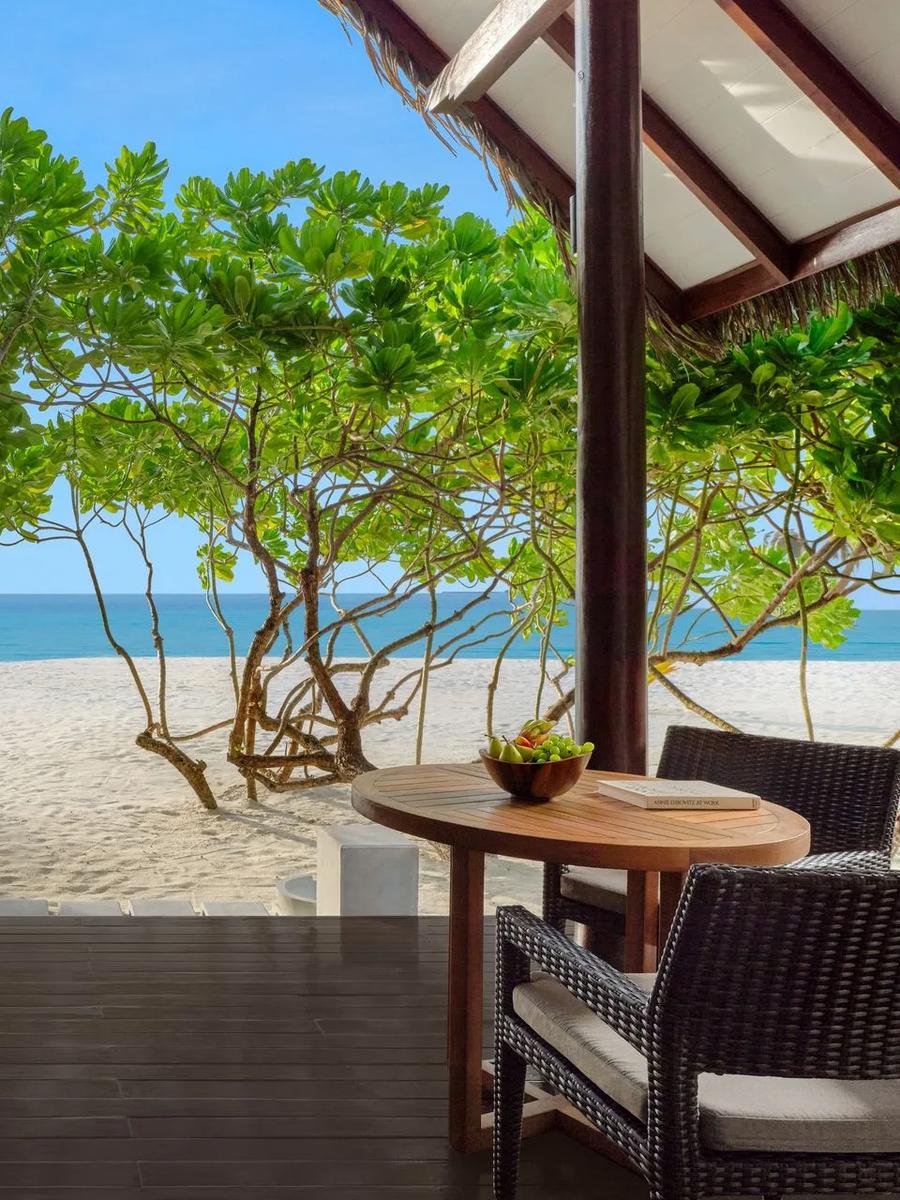 A Beach Villa at Heritance Aarah with its private sun deck facing the beach