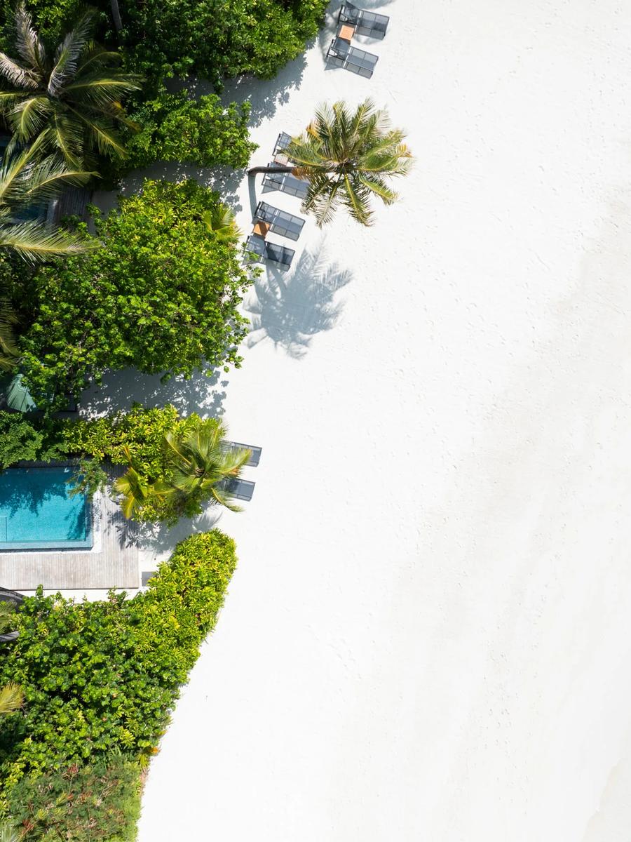 Aerial view of the Beach Villa with Pool at SAii Lagoon Maldives