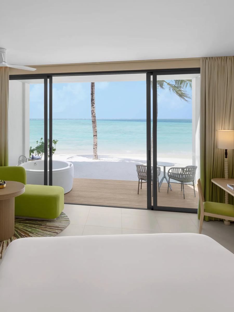 A Mirage Beachfront-category room's exterior and deck (jacuzzi-tier room pictured; no dedicated photo of the standard Mirage Beachfront Room was available)