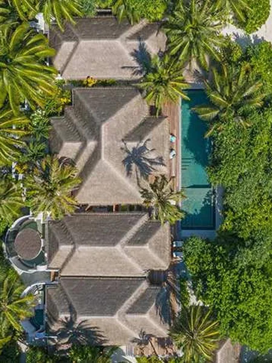 Exterior of the Four Bedroom Beach Pool residence at Anantara Kihavah Maldives Villas
