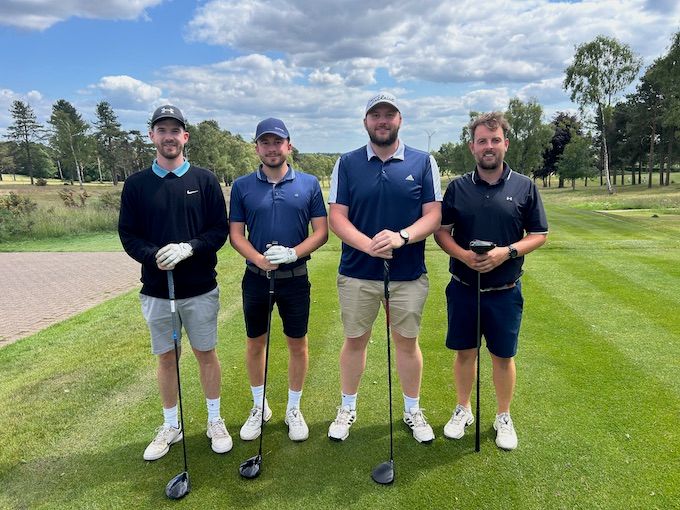 A four-ball lined up on the tee at Coxmoor
