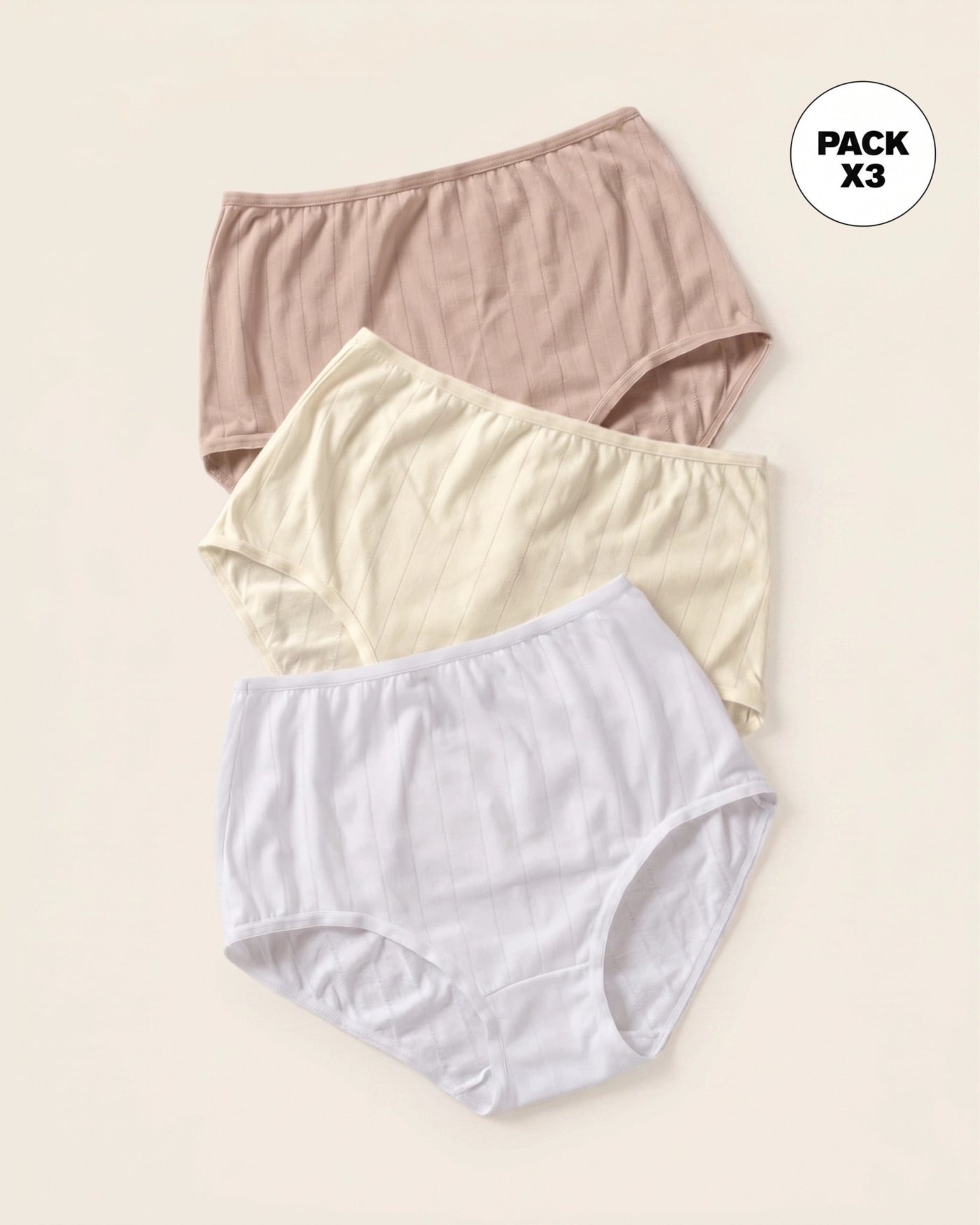 Paquete x3 panties clásicos de excelente cubrimiento · Ref. 1238