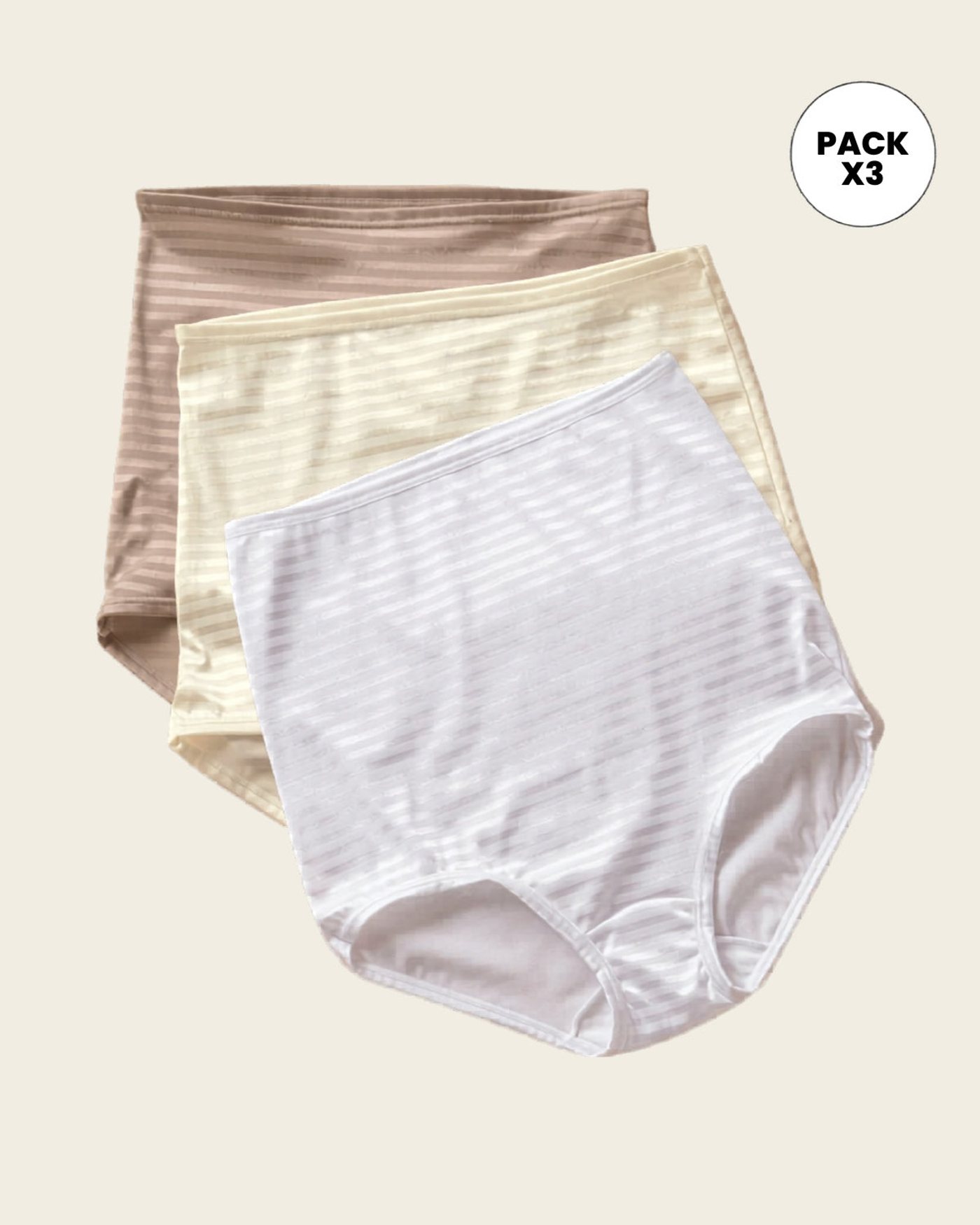 Paquete x3 panties clásicos de máximo cubrimiento · Ref. 1255