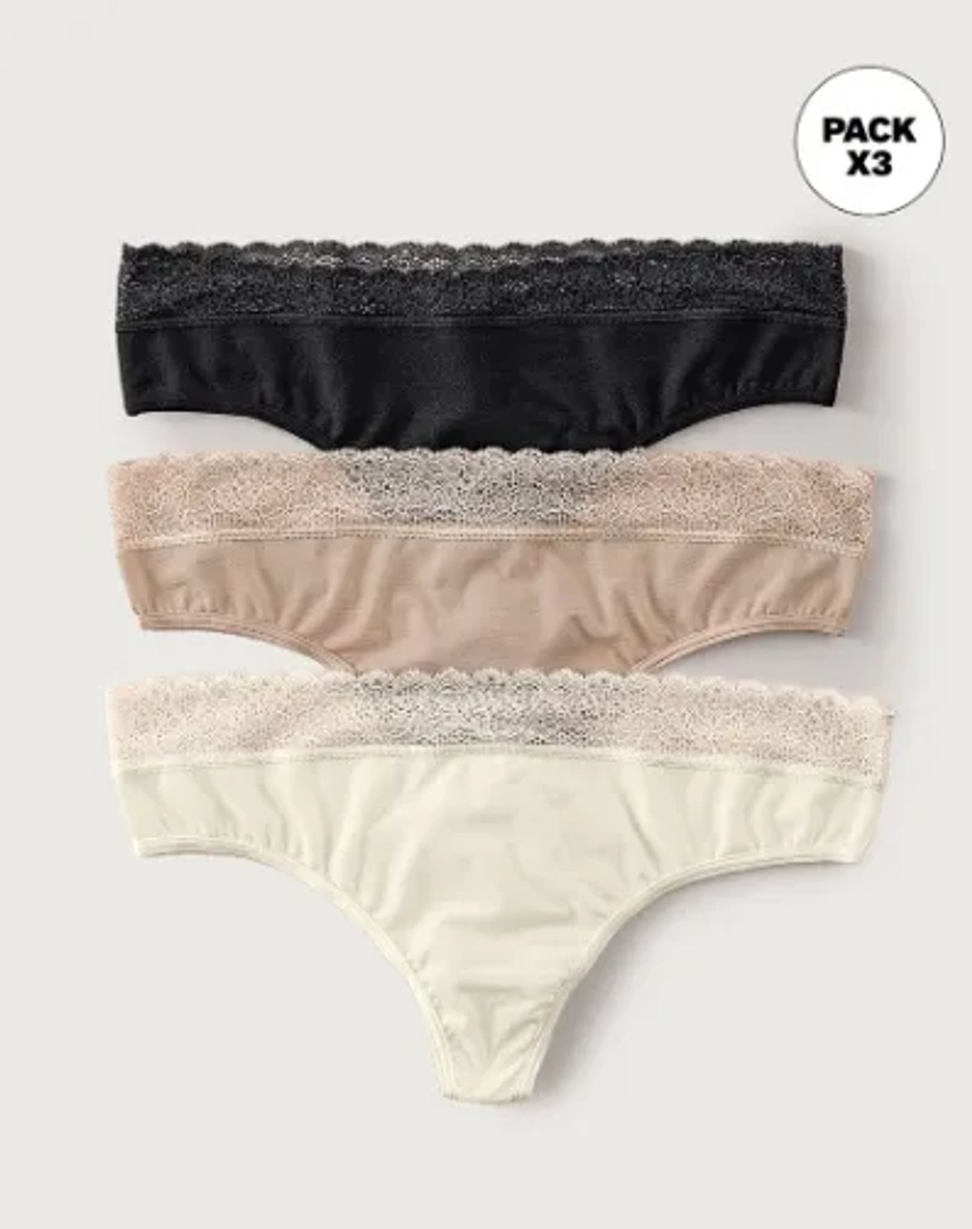Paquete x3 panties brasileras con encaje · Ref. 12971