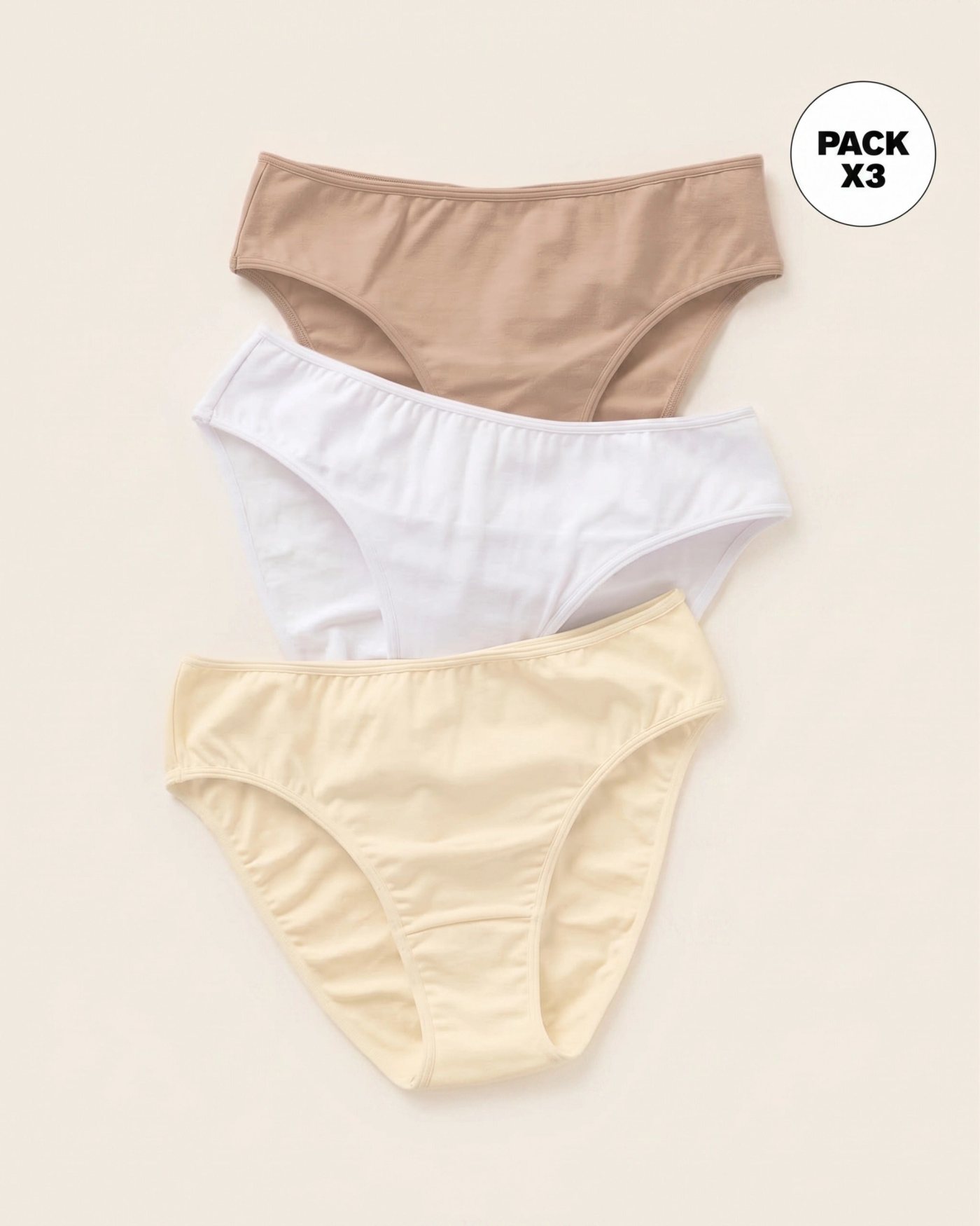Paquete x3 panties tipo bikini con buen cubrimiento · Ref. 12633