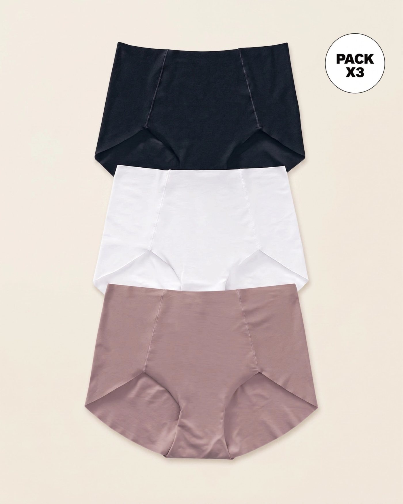 Paquete x3 panties clásicos de apariencia invisible · Ref. 12882
