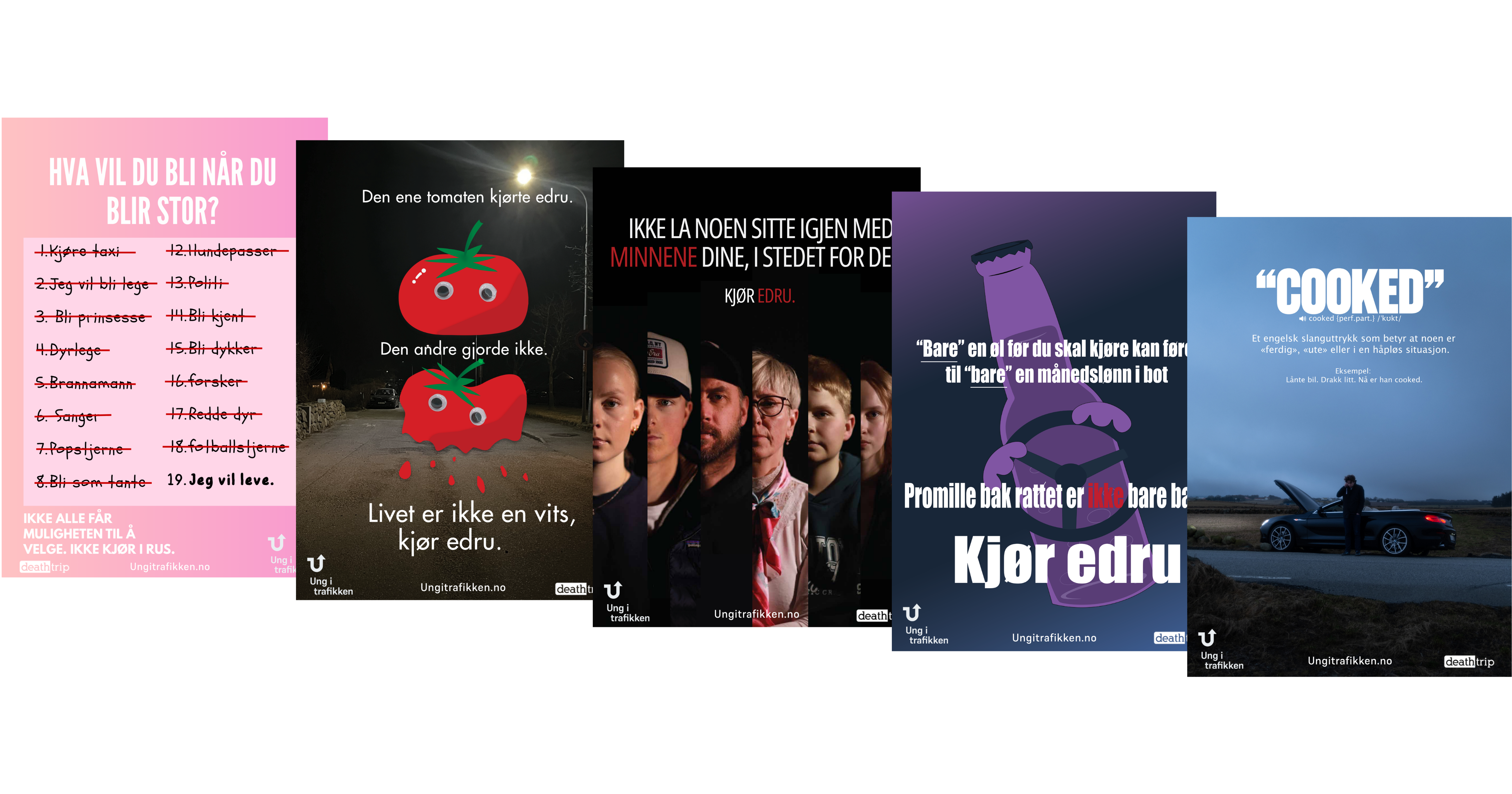 Bilde av fem DeathTrip plakater.