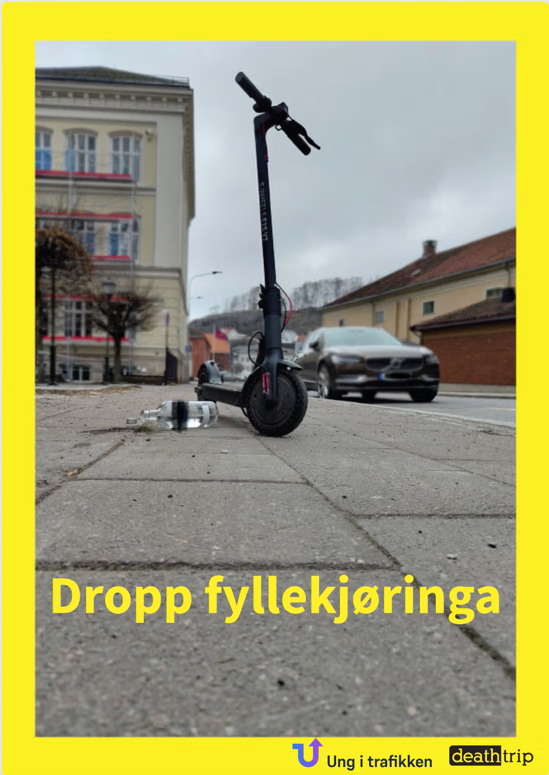 elsparkesykkel med skrift dropp fyllekjøringa