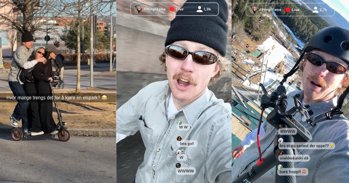A9tingFFame på elsparkesykkel. 