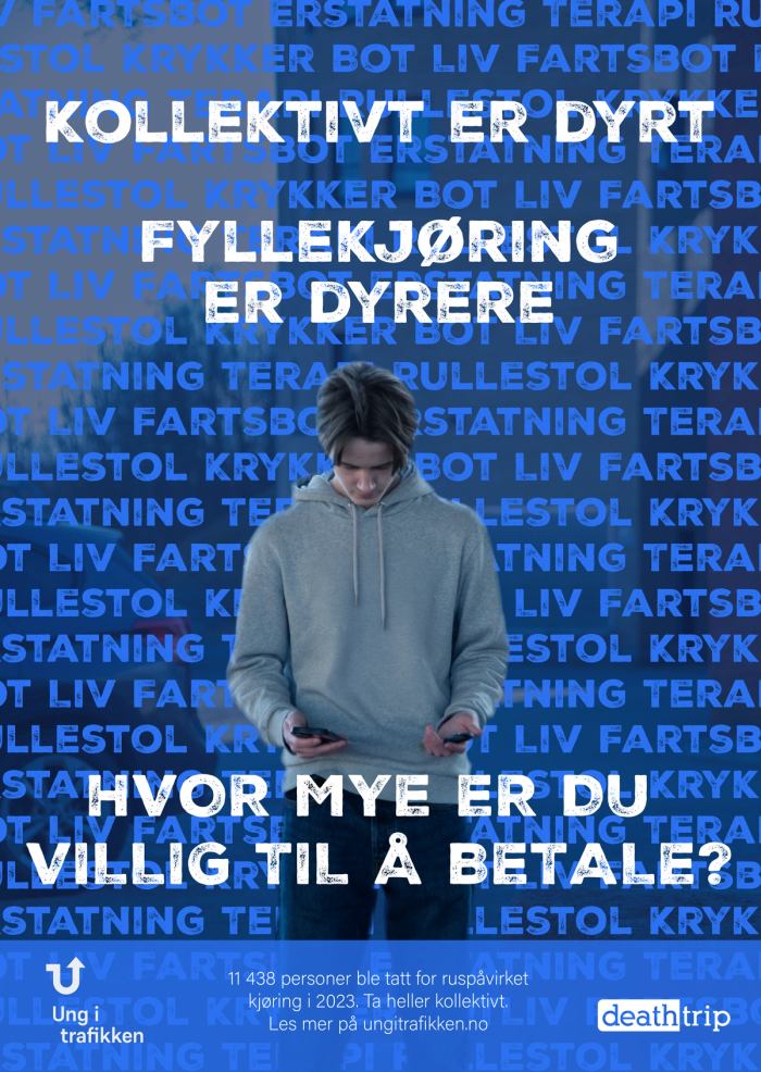Kollektivt er dyrt fyllekjøring er dyrere plakat