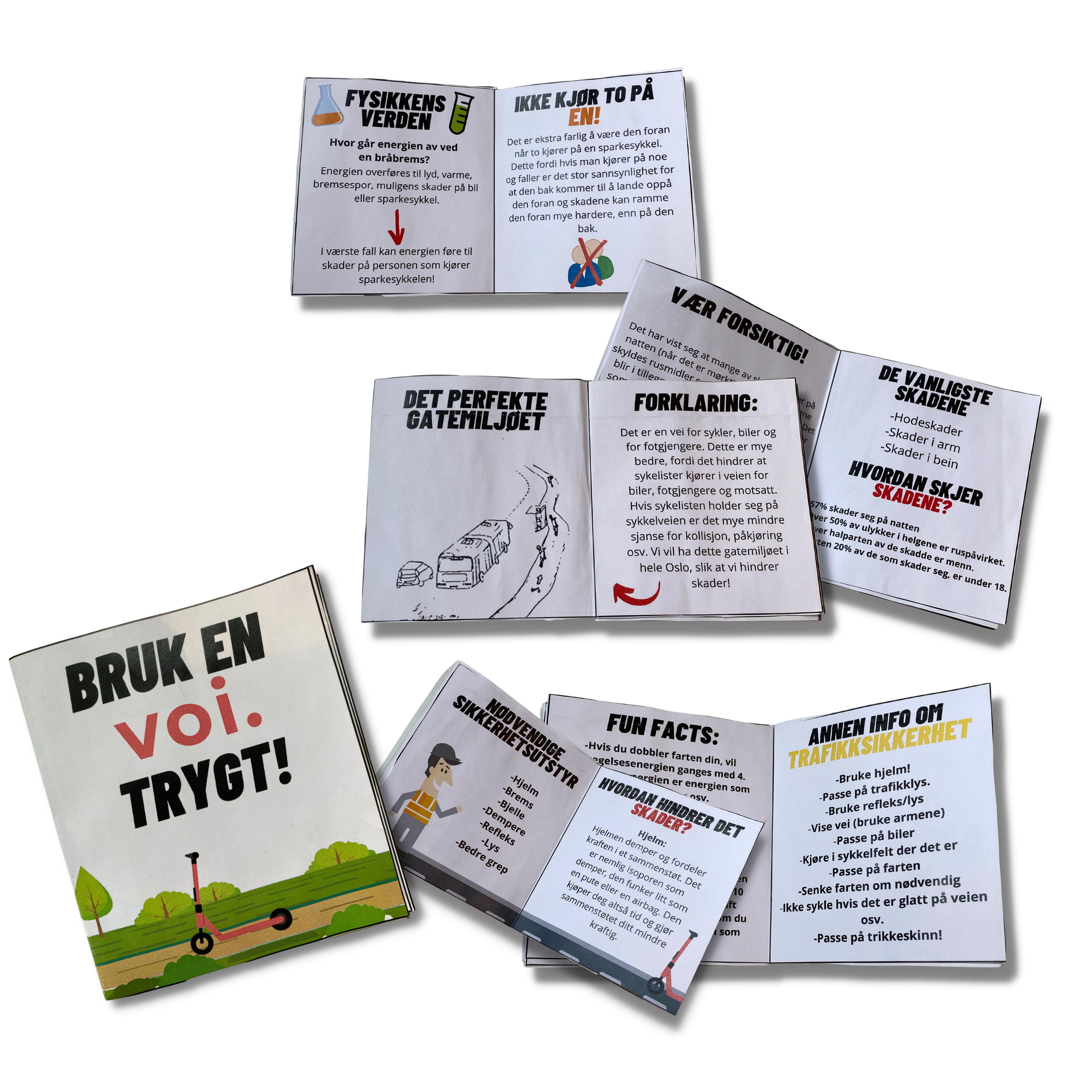 Bilde av vinnerbrosjyren om trafikksikkerhet på elsparkesykkel. Bruk en Voi trygt?