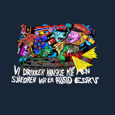 Masse fargerike karakterer med russetema