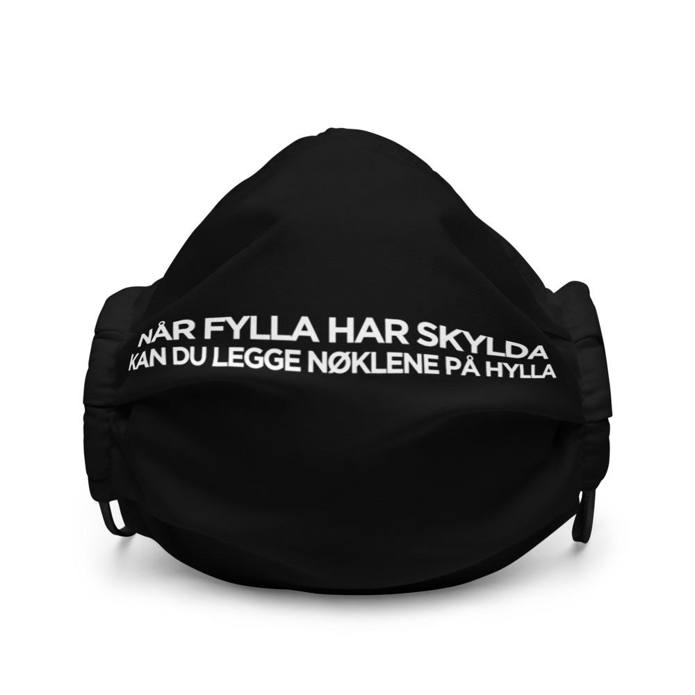 Merch: maske med tekst: Når fylla har skylda. Kan du legge nøklene på hylla.