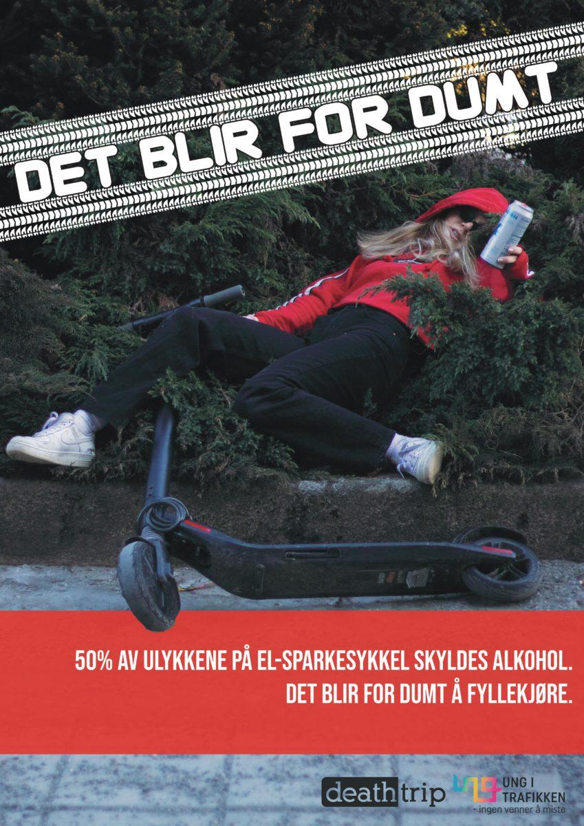 Plakat av noen som ligger i en busk med tekst: Det blir for dumt.