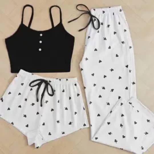 3 piece black nightwear S