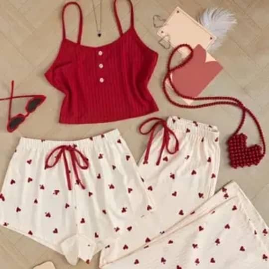 3 piece red night wear L