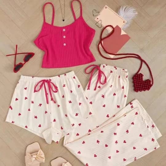 3 piece pink nightwear L