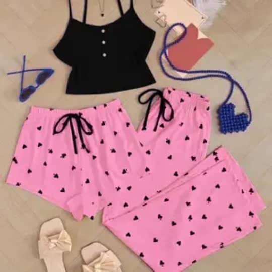 3 piece black and pink nightwear 2xl