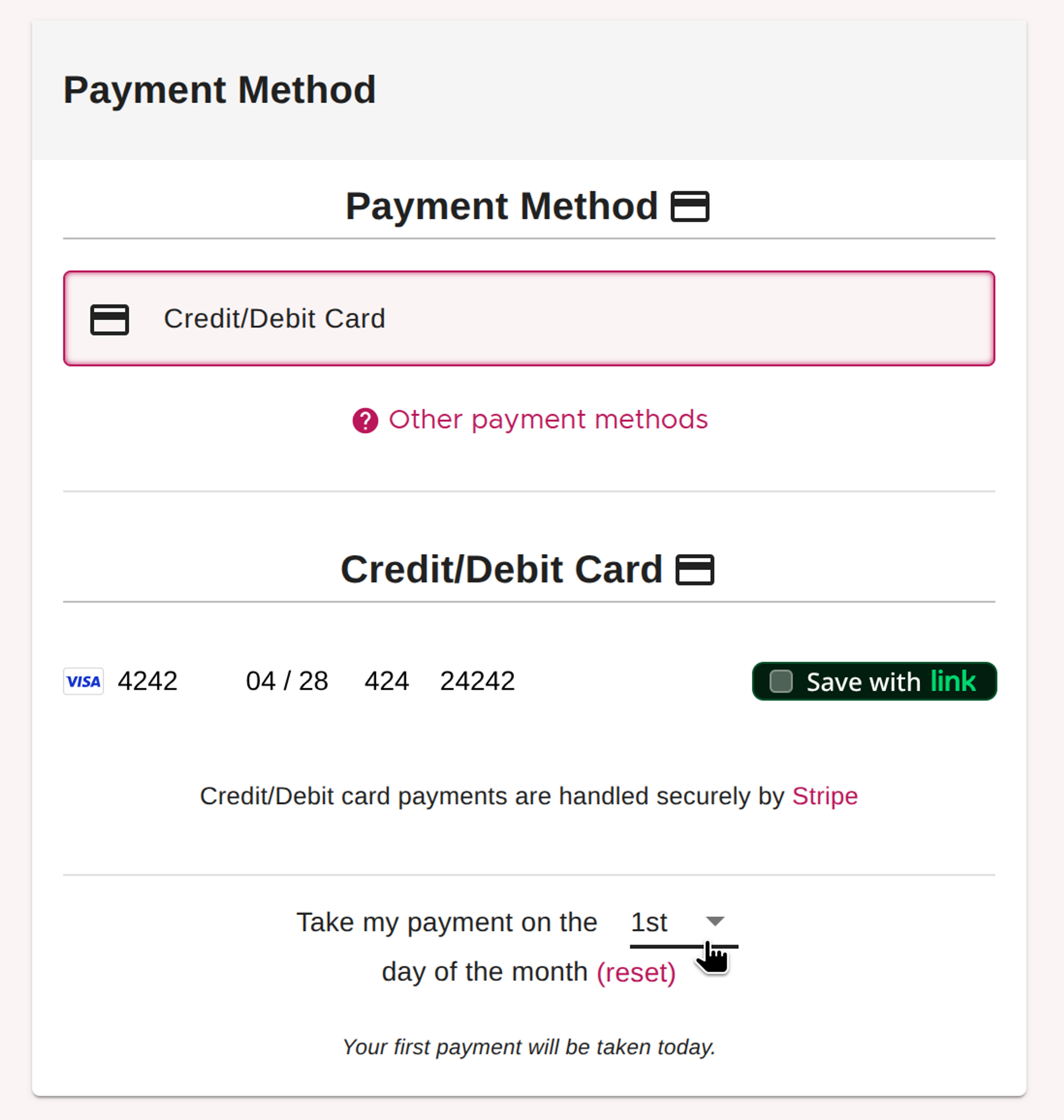 Choose day of recurrence