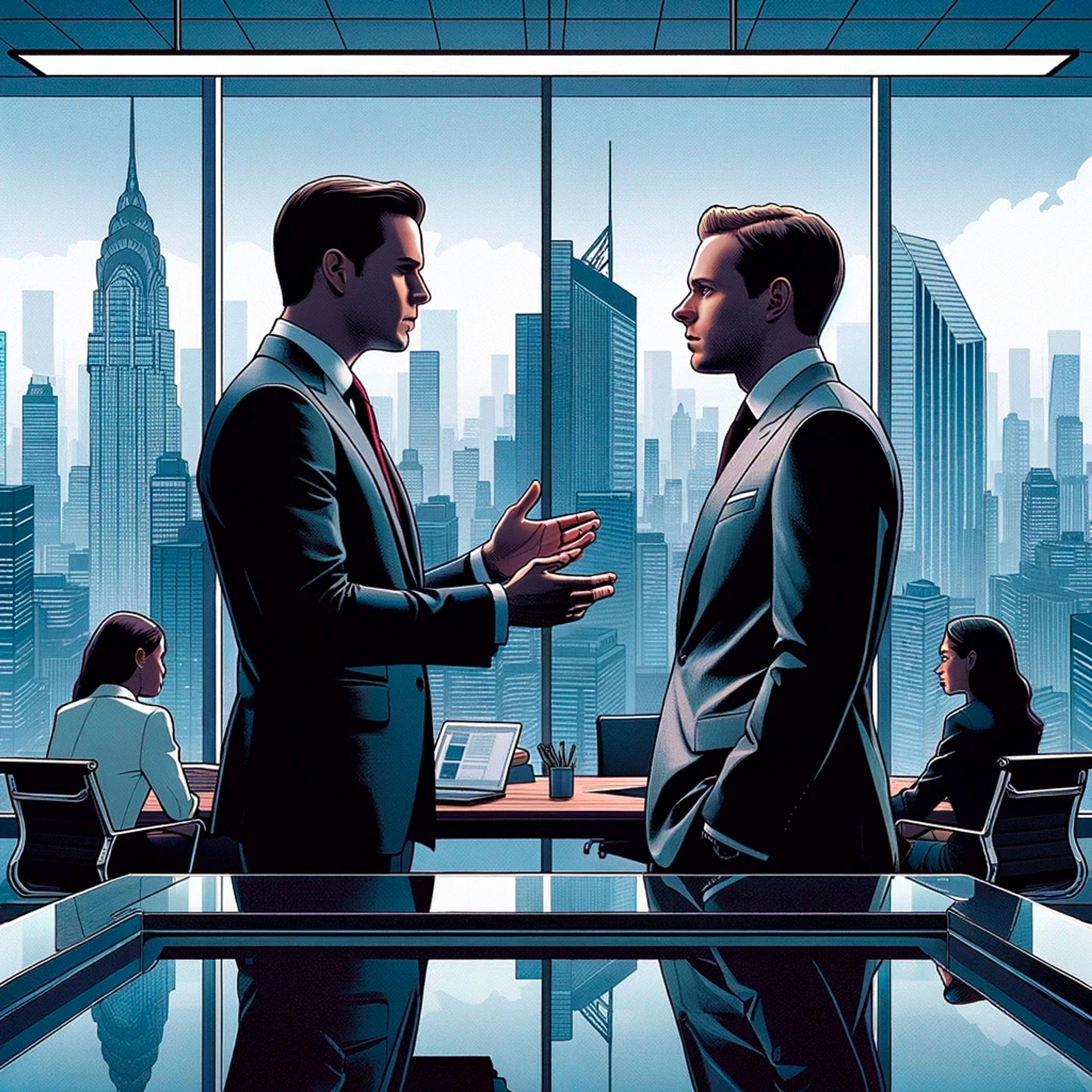 Depiction of Mike Ross and Harvey Spectre from Suits